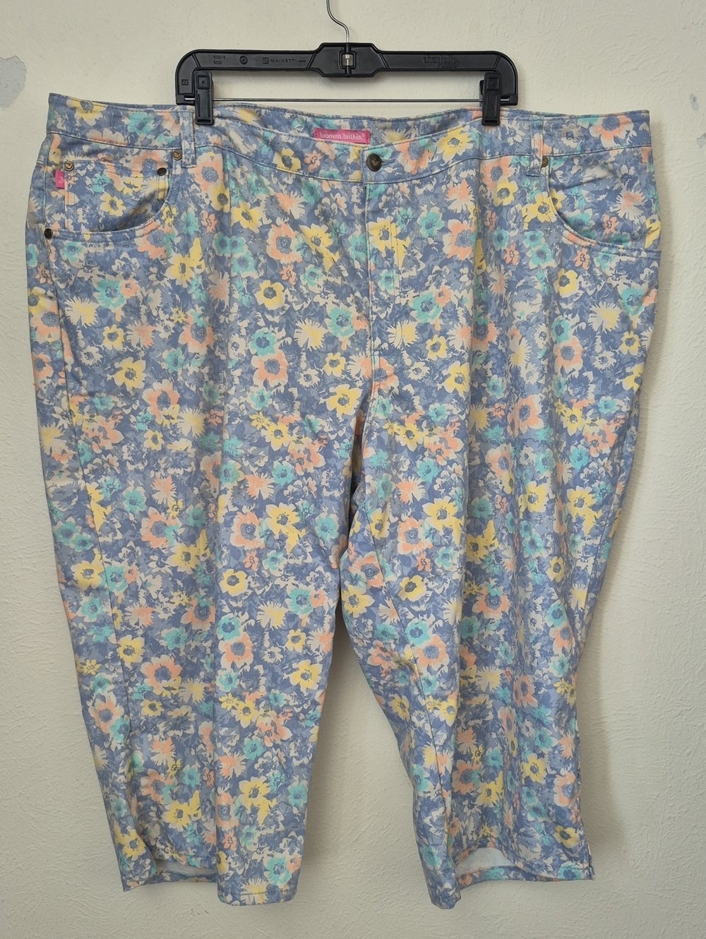 Woman Within Pastel Floral Denim Capris Sz. 30W